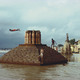 Raghubir Singh. Man Diving, Ganges Floods, Benares, Uttar Pradesh, 1985.